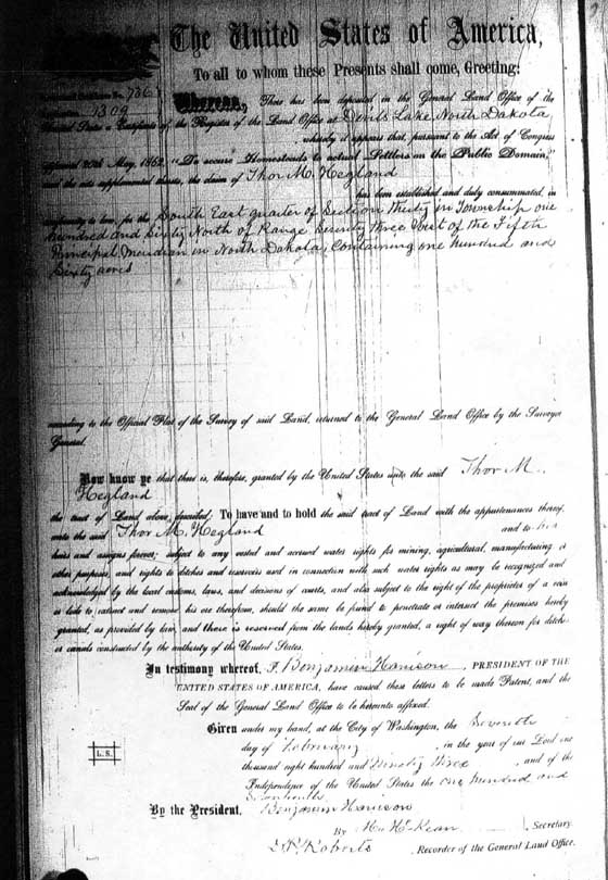 Rolette County Land Patent